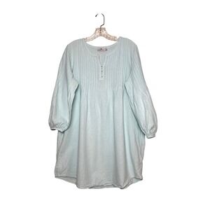 Vineyard Vines Linen Blend Tunic Dress Women L Light Green Pintuck 3/4 Sleeve